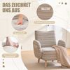 LVHOM Relaxsessel mit Seitentaschen, Polstersessel aus Bouclé-Stoff, Loungesessel mit Massivholzbeine, Einzelsessel, für Wohnzimmer, Büro, Schlafzimmer, Khaki Bild 3