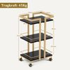 M MCombo Servierwagen mit Rollen, Küchenwagen Barwagen Metallgestell Schwarz-Gold, Moderne Rollwagen Mehrzweckwagen mit 3 Ebenen, für Küche Bad Wohnzimmer Büro, 0033 Bild 3