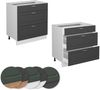 Küchenunterschrank Fame-Line Anthrazit-Gold 80 cm mit 3 Schubladen, ohne Arbeitsplatte Vicco Bild 5