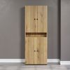 trendteam smart living - PureBliss - Waschbeckenunterschrank - Eiche - Waschtisch mit 3 offenen Fächern - (BxHxT) 90 x 91 x 53 cm - Rillenoptik - edle Metallgriffe - 60 cm Aufsatzwaschbecken Bild 4
