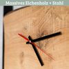 Wanduhr groß Holz EFFO [HANDGEFERTIGT] - 37x37cm, Eiche, Geräuschlos | Wohnzimmeruhr Holz-Metalloptik Küchenuhr Dekouhr Bild 4