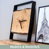 Wanduhr groß Holz EFFO [HANDGEFERTIGT] - 37x37cm, Eiche, Geräuschlos | Wohnzimmeruhr Holz-Metalloptik Küchenuhr Dekouhr Bild 3