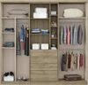 Vente-unique - Kleiderschrank mit 2 Schiebetüren & Schubladen + Spiegel - B. 240 cm - Naturfarben & Elfenbein - BODIL II Bild 5