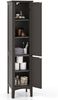 Badezimmerschrank mit 5 Fächern & 2 Lamellentür & Regalen & Kippsicherung Schmaler Hochschrank Braun Bild 1