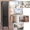 Badezimmerschrank mit 5 Fächern & 2 Lamellentür & Regalen & Kippsicherung Schmaler Hochschrank Braun Bild 3