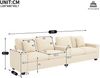 Sofa 299x80x82,7 cm Beige aus Cord mit USB-/USB-C-Ladefunktion, Stauraum und klappbarer Mittelarmlehne Bild 4