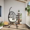 vidaXL Hängesessel Ei-Design mit Ständer Beige Rattan und Stahl 4007411 Bild 3
