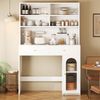 Merax Küchenschrank mit Arbeitsfläche, Sideboard und Hochschrank, integrierte Barfunktion, mit Hakenleiste, 2 Schubladen, verstellbarem Einlegeboden und offenem Stauraum, Weiß Bild 2