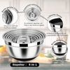 Homikit Rührschüssel Set Edelstahl Schwarz Salatschüssel 6-tlg Reibeaufsätzen Bild 4