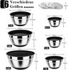 Homikit Rührschüssel Set Edelstahl Schwarz Salatschüssel 6-tlg Reibeaufsätzen Bild 2