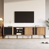 TV-Schrank 180 cm Schwarz mit rustikaler Holzmaserung passend für Fernseher bis 85 Zoll mit 3 Türen 4 offenen Regalen Bild 3