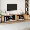TV-Schrank 180 cm Schwarz mit rustikaler Holzmaserung passend für Fernseher bis 85 Zoll mit 3 Türen 4 offenen Regalen Bild 4