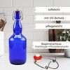 mikken Trinkflasche Bügelflasche 750 ml blau Glasflasche mit Bügelverschluss Wasserflasche, luftdicht, UV-Schutz Bild 3