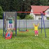 LVHOM 5-in-1 Schaukelset für Garten, Kinderschaukel mit Basketballkorb, Schaukel, Rutsche & Trampolin mit Sicherheitsnetz, Stabiles Metall-Klettergerüst, Outdoor-Schaukel-Kombination Bild 2