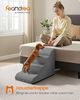 FEANDREA Hundetreppe, 4-stufig-Haustiertreppe, Waffelcord, rutschfest, abnehmbarer waschbarer Bezug, Griff, taubengrau Bild 2