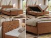 Boxspringbett mit Kopfteil und Topper, Polsterbett - GRIMALDI - 160 x 200 cm - Orange Stoff - H4 Bild 3
