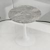 Couchtisch H 72 x T 70 x B 70 cm, runde Tischplatte in Kunstmarmor, modern-minimalistisches Design in Antique White+Grau Bild 2