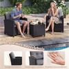 COSTWAY Balkonset, (3-tlg), Gartenmöbel Set Rattan mit Kissen, 2 Stühlen, Tisch Bild 2