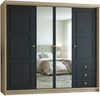 Drehtürenschrank OSLO viertüriger Kleiderschrank mit Schubladen und Metallgriffen Bild 2