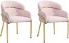 Stuhl 56.9*54.5*79 cm, gepolstert mit Samtbezug in Rosa, 4 Metalllbeine,2er-Set Bild 5