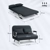 Sofa T 111 x B 80 x H 78 cm - verstellbare Rückenlehne, Schlaffunktion, Wildlederoptik, schwarz Bild 3