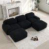 Flieks Modulares Cord Sofa 3-Sitzer mit 2x Hocker, Cloud Sofa rahmenlos, bodennah mit tiefer Sitzfläche, auch als Schlafsofa nutzbar, Schwarz Bild 3