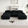 Flieks Modulares Cord Sofa 3-Sitzer mit 2x Hocker, Cloud Sofa rahmenlos, bodennah mit tiefer Sitzfläche, auch als Schlafsofa nutzbar, Schwarz Bild 2