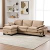3-Sitzer Sofa aus Cord mit Hocker & USB-Anschluss, 260 x 132 x 84 cm, Khaki Bild 2