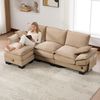 3-Sitzer Sofa aus Cord mit Hocker & USB-Anschluss, 260 x 132 x 84 cm, Khaki Bild 4