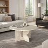 moebel17 Couchtisch Couchtisch Enigma Beige Travertin Optik Ø 75 cm Wohnzimmertisch (Einzelmöbel, 1-St, Besteht aus 1 Couchtisch), Pflegeleichte Oberfläche, Granitoptik Bild 5