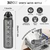 Sport Trinkflasche 1L BPA-frei mit Stroh Mattgrau Zeitmarkierungen Bild 5