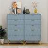 UEV Kommode mit 5 Schubladen, Highboard, Schmal Beistellschrank (Mehrzweckschrank für Wohnzimmer Schlafzimmer Büro Flur, Sideboard mit Schubladen weiß/schwarz/dunkel blau/graublau), 60 x 34 x 110 cm, Schubladenschrank, Aufbewahrungsschrank, mit Kisppschutz Bild 2