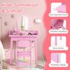 2 in 1 Kinder Schminktisch mit Hocker Frisiertisch mit Beleuchtung Rosa Bild 5