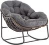 LVHOM Schaukelstuhl mit gepolstertem Kissen, Rattanstuhl mit Stahlrahmen, Lounge Sessel, Schaukelsessel, 1 St, für Balkon/Garten/Wohnzimmer/Schlafzimmer Bild 2