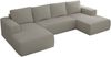 U-förmiges Ecksofa mit Schlaffunktion, Bettkasten und losen Kissen, zwei Armlehnen - TRENTINO U - Hellgrau Boucle Bild 5