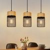 ZMH Hängelampe Vintage Pendelleuchte Esstisch: 3 Flammig Hängeleuchte Schwarz Holzmaserung Wohnzimmer Esszimmerlampe Industrial E27 Lampenfassung MAX. 25W Esstischlampe für Schlafzimmer Küche Bar Flur Bild 2