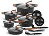 Edenberg Topf-Set Modernes Topfset, schwarze Töpfe, braune Griffe, Pfanne, Kasserolle, Aluminium, Keramik (Sehr hohe Qualität, 15-tlg, Zeitloses Design des Topfsets. Eine ideale Geschenkidee) Bild 2