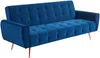 Vente-unique - Schlafsofa Klappsofa 3-Sitzer - Samt - Dunkelblau - POLANI Bild 3