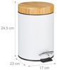 Relaxdays Kosmetikeimer mit Bambus-Deckel, Stahl, 3 Liter, Weiß Bild 4