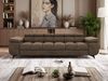 Sofa NIDELLA, 3-Sitzer Sofa mit Schlaffunktion, Wellenfeder, Polstersofa mit Armlehnen und schwarze Beine - Braun Velvet Bild 4