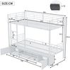 Etagenbett 90x200 aus Metall mit Schuhschrank, 2 Schränken, Sicherheitsgeländer und Leiter, Kinderbett mit zwei Schlafplätzen, weiß Bild 4