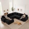 Ecksofa aus Cord, modulares Design, 382x104x69 cm, schwarz, ohne Aufbau Bild 4