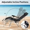 Todeco Liegestuhl klappbar mit abnehmbarem Auflage-Polster, 2 in 1 Sonnenstuhl mit Kopfkissen, Getränkehalter, Verstellbar Rückenlehne, Strandliegestuhl leicht für Camping Garten Strand Pool, Schwarz Bild 4