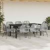 vidaXL 9-tlg. Garten-Essgruppe mit Kissen Grau Poly Rattan Glas 3334582 Bild 3
