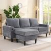 Merax Schlafsofa 3-Sitzer-Sofa mit USB & Typ-C-Anschlüssen, 202*137*80cm 1 Teile, L-förmiges Schlafsofa mit Getränkehaltern & Hocker, Leinen Polstersofa Bild 5