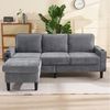 Merax Schlafsofa 3-Sitzer-Sofa mit USB & Typ-C-Anschlüssen, 202*137*80cm 1 Teile, L-förmiges Schlafsofa mit Getränkehaltern & Hocker, Leinen Polstersofa Bild 2