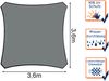 Sonnensegel Quadratisch wasserdurchlässig Dunkelgrau 13m² - für Terrasse Bild 3