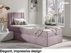 MEBLINI Kinderbett mit Bettkasten CARDI 90x200 Rechts – H3/Lila Samt Gepolstert Einzelbett mit Matratze - Polsterbett mit Stauraum - Bett mit Kopfteil – Stauraumbett Bild 2