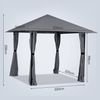 Sekey Garten Pavillon 3x3 m Wasserdicht Stabil Partyzelt, Gartenzelt mit 4 Seitenteile Reißverschluss, 180g/㎡ Polyester, Grau Bild 4