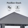 Sekey Garten Pavillon 3x3 m Wasserdicht Stabil Partyzelt, Gartenzelt mit 4 Seitenteile Reißverschluss, 180g/㎡ Polyester, Grau Bild 5